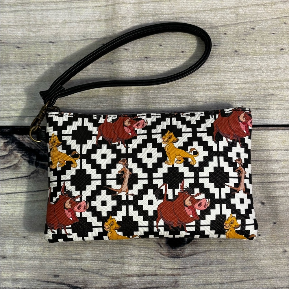 Disney Simba, Timon, and Pumbaa Loungefly Wristlet, Coin Purse black white rare